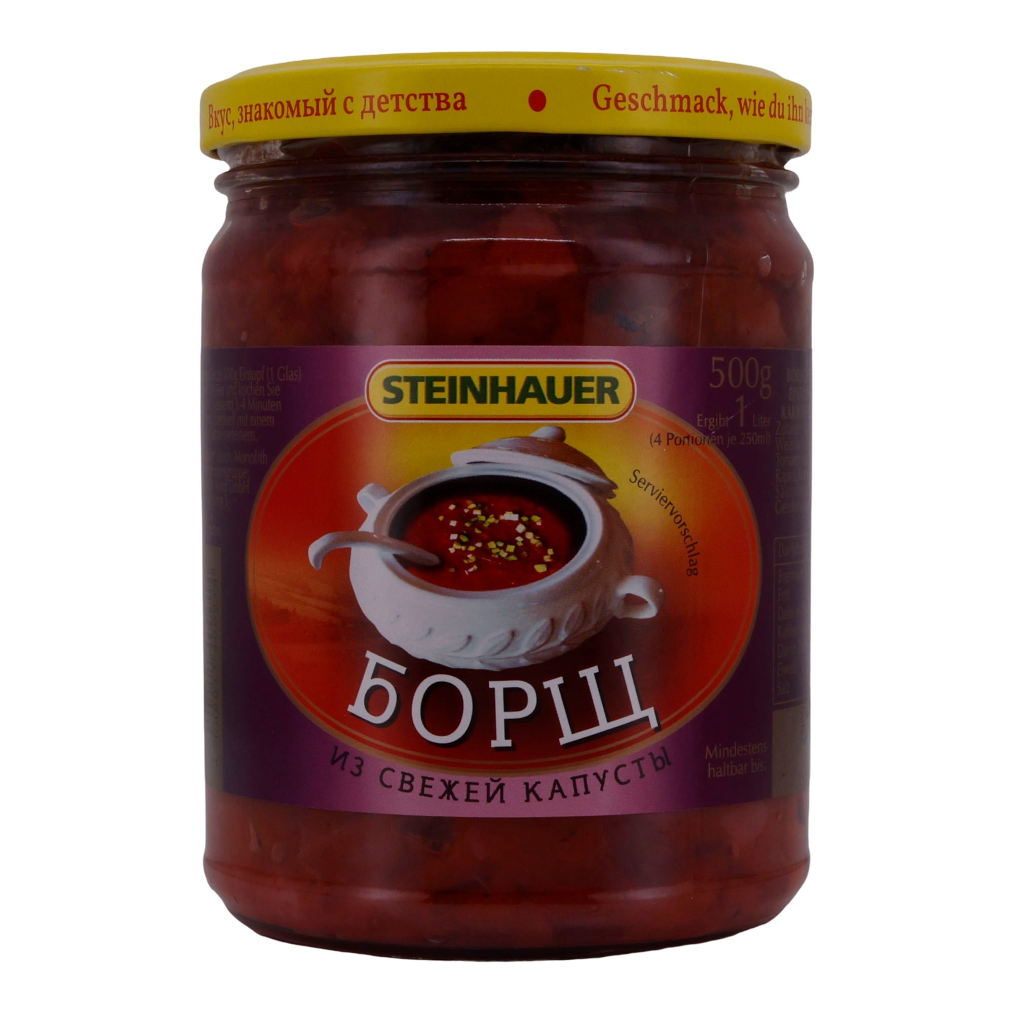 Borschtsch Steinhauer | Rote Beete Eintopf | Mit Weißkohl, Kartoffeln & Karotten, traditionell | 500 g STEINHAUER